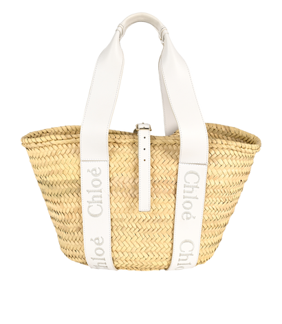 Medium Sense Raffia Tote, &pound;350, Handbags, Beige, Leather, Front view